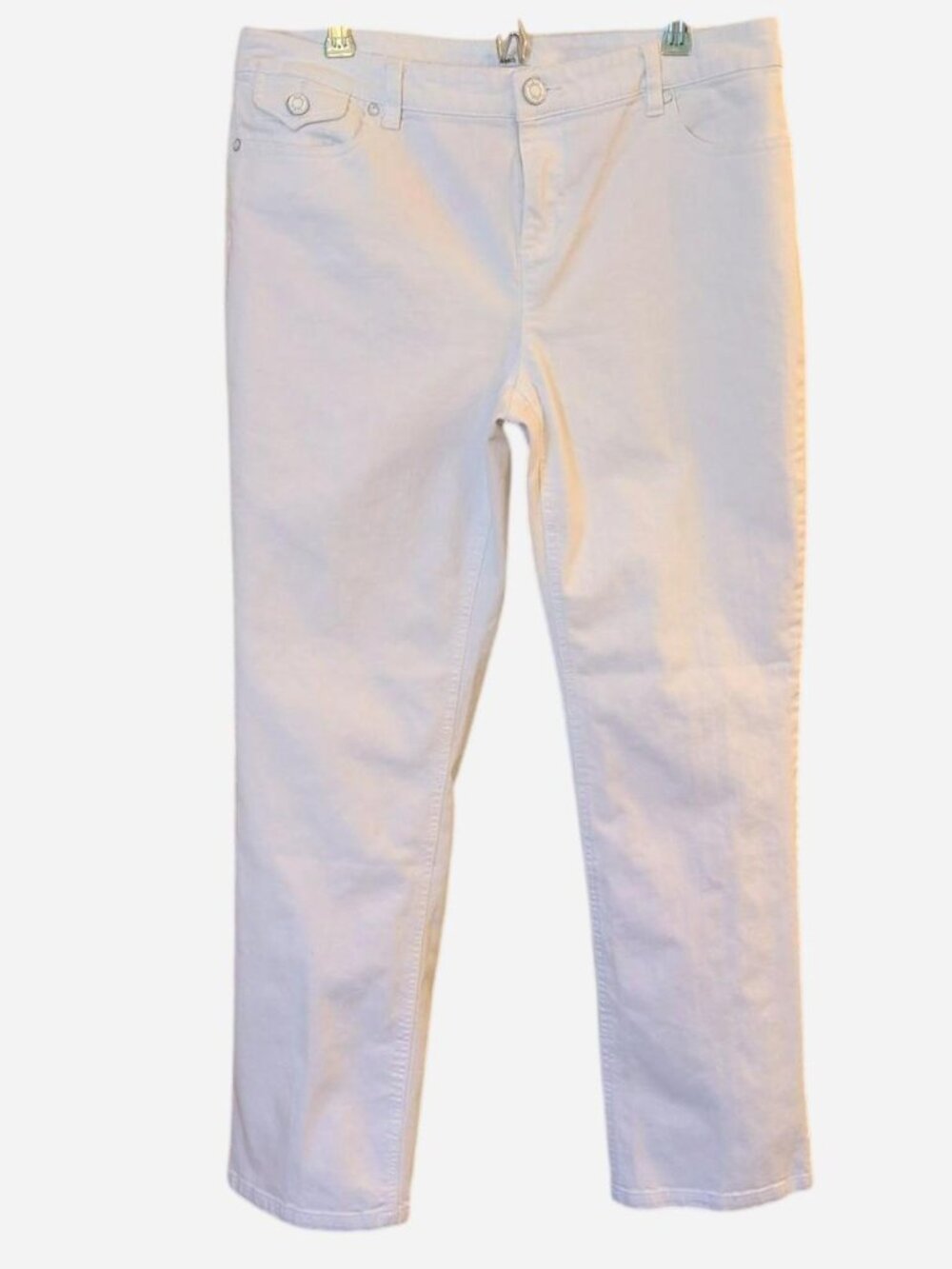 Liz & Co. White Straight Leg Jeans Size 14 | Stretch Denim